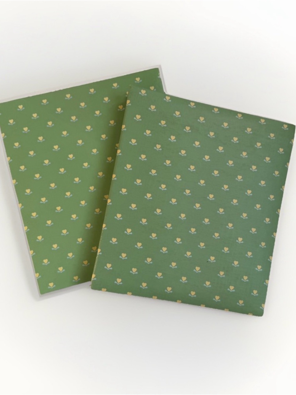 Vintage Sage Green Calico Hearts Photo Album Brag Book Lot of 2 Cottagecore READ